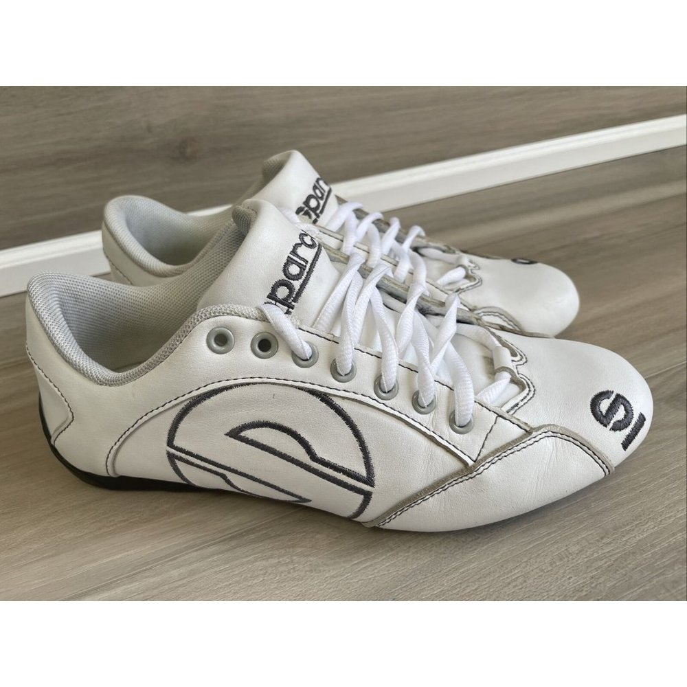 SPARCO MENS RACING DRIVING SHOES‎ WHITE LEATHER SIZE EURO 39 USA 6.5